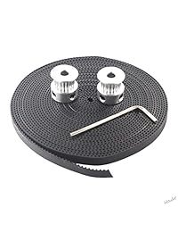 Houkr GT2   Cinturón de sincronización (16.4 ft, 0.236 in de ancho + 2 piezas de orificio de 0.236 in, 20 dientes de aluminio, para impresora 3D CNC (Prusa i3, Kossel, Rostock, CR 10, 10S, Reprap, TAZ, etc.)