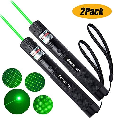2Pack Green Laser Pointer, Tactics Outdoor Travel Flashlight Cats and Dog,LED Interactive Funny Toy