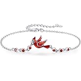 Aututer Cardinal Bracelet 925 Sterling Silver Cross Cardinal Adjustable Bracelet Red Bird Bracelet for Women Memorial Bracelet Sympathy Cardinal Jewelry