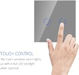 CNBINGO 2-Way Touch Light Switch 2-Gang Glass Panel Backlit 240V 800W view 7