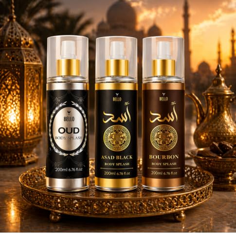 Kit Body Splash Árabe Oud, Asad e Bourbon Masculino