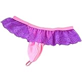 Men's Frilly Lace Trim Sissy Skirted Panties T-back G-string Thongs Briefs Girly Lingerie Crossdress Underwear