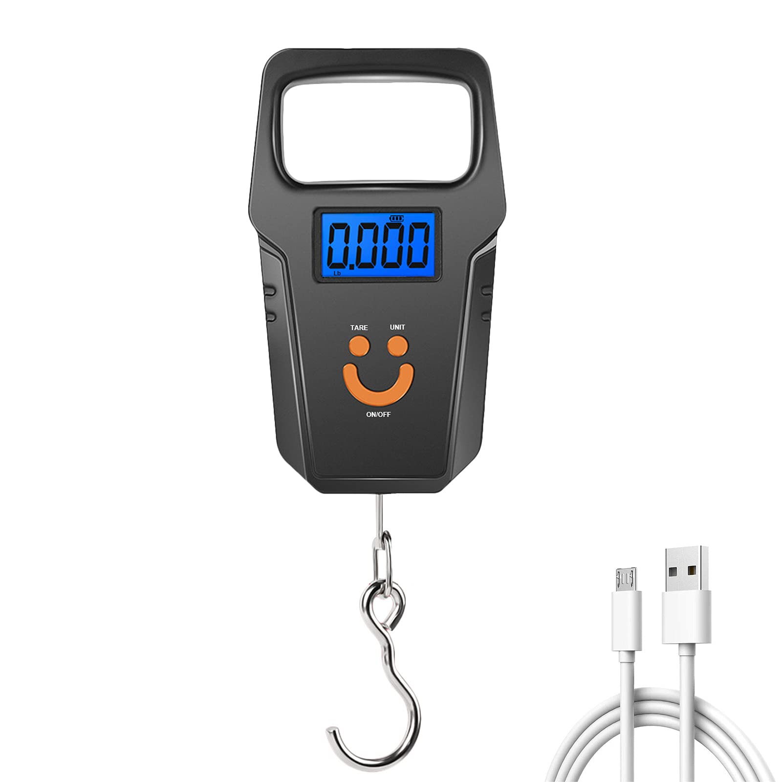 Luggage Scale,Fish Scale USB Rechargeable Digital Electronics Hanging Luggage Weight Scales for Family Travel Shopping Fishing, (black)