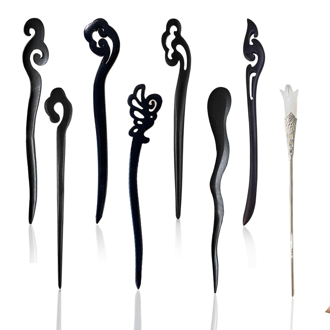 DEFGNOP 8Pcs Wooden Hair Sticks Hair Chopsticks, Bamboo Shape Hair Holder Hair Chopsticks for Women, Wood Hairpin Hair Stick Pin Hair Sticks for Buns Long Hair, Hair Sticks for Women Hair Accessories