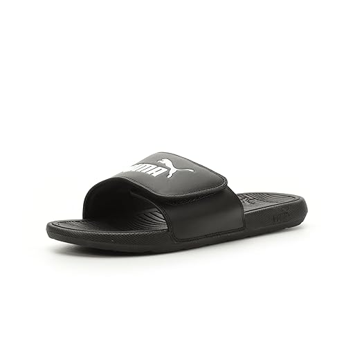 PUMA Men's Cool Cat 2.0 Hook and Loop Slide Sandal Black White, 12