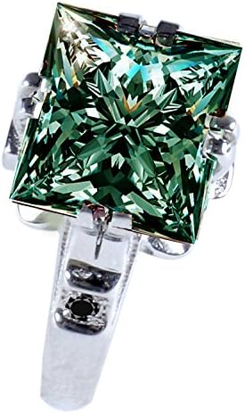 1.94 ct VVS1 Princess Moissanite Solitaire Engagement Silver Plated Ring Blue Green Color Size 7