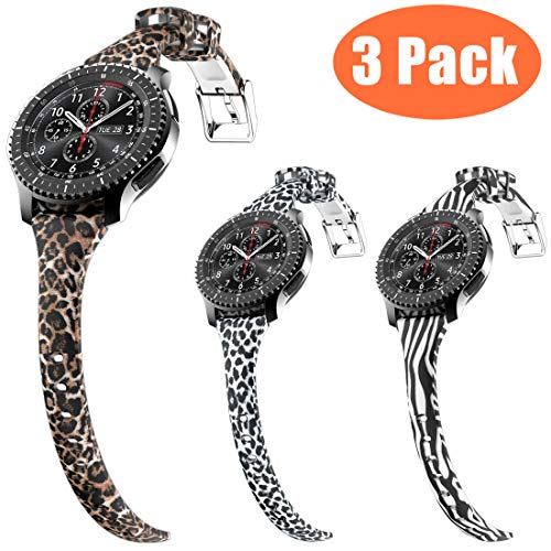 Gear S3 Bands, Women Silicone Watch Bands Extremely Narrow Girls Rubber Watch Strap Quick Release Replacement Wristband Compatible Samsung Gear s3 Frontier/s3 Classic Smart Watch (3 pcs, 22mm)