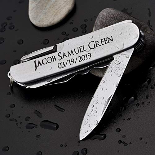 Custom Engraved 11 in 1 Multi-Purpose Stainless Steel Folding Pocket Tool Knife - Personalized Groomsmen Gift - Thumbnail 4