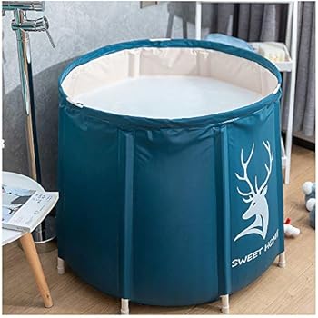 KELIXU Portable Bathtub, Foldable Soaking Bath Tub for Shower Stall, Thickening with Thermal Foam to Keep Temperature, Easy to Install,No inflate,Blue