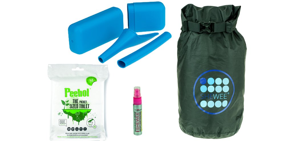 SHEWEE Out & About Pack - Reusable Pee Funnel – The Original Female Urination Device Since 1999! Quickly, Easily and Discreetly, Wee Standing Up Without Removing Clothing (Blue)