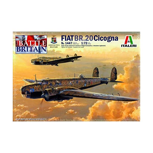 Italeri 1447S 1:72 FIAT BR.20 Cicogna, originalgetreue Nachbildung, Modellbau, Basteln, Hobby, Kleben, Plastikbausatz, Zusammenbauen, grau