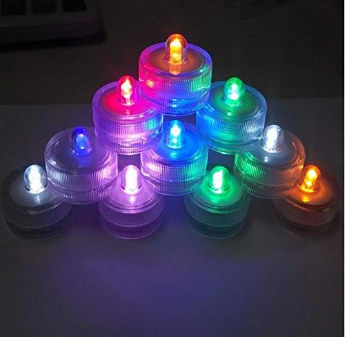 Famixyal 12 Pcs (Multi-color) 7 Colors Change Submersible Unscented Tea Light Underwater Lights LED Tealights Candles Decoration Lights For Wedding Party