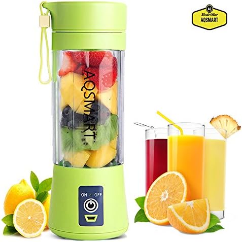 Portable Blender by AQSMART: USB Blender Rechargeable,+FREE USB CABLE,Juicer Cup,Fruit And Vegetable Mixing Machine For Smoothies,Protein Shakes,Stainless Steel Blades,Personal Size,Blender And Mixer!