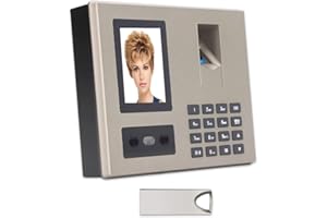 MIKONIYA Time Clock,Time Clocks for Employees Small Business,Attendance Machine ​with Faces,Fingerprint,Password Punching in One,Office Time Clock with 500 Faces,1500 Fingerprints,16G USB Drive (FA03)