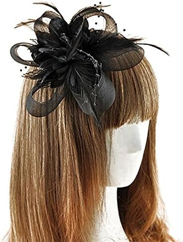 GOLIA Fascinator Hair Clip Cocktail Headwear Flower Bridal Headpieces (Black)