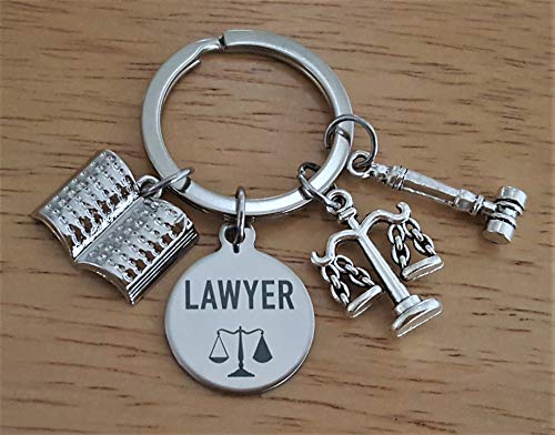 Lawyer keychain, Lawyer Attorney keychain, Scales of Justice, Justice gavel, Law book charm keychain, Justice keychain, Law Student gift, Lawyer gift, Gavel and Scales of Justice gift, Lawyer key ring