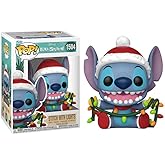 Funko Holiday Stitch + Pop Protector: Lilo & Stitch Pop! Disney Vinyl Figure (Gift Set Bundled with ToyBop Brand Box Protector Case) (Stitch with Colored String Lights and Hat #1504/80038)