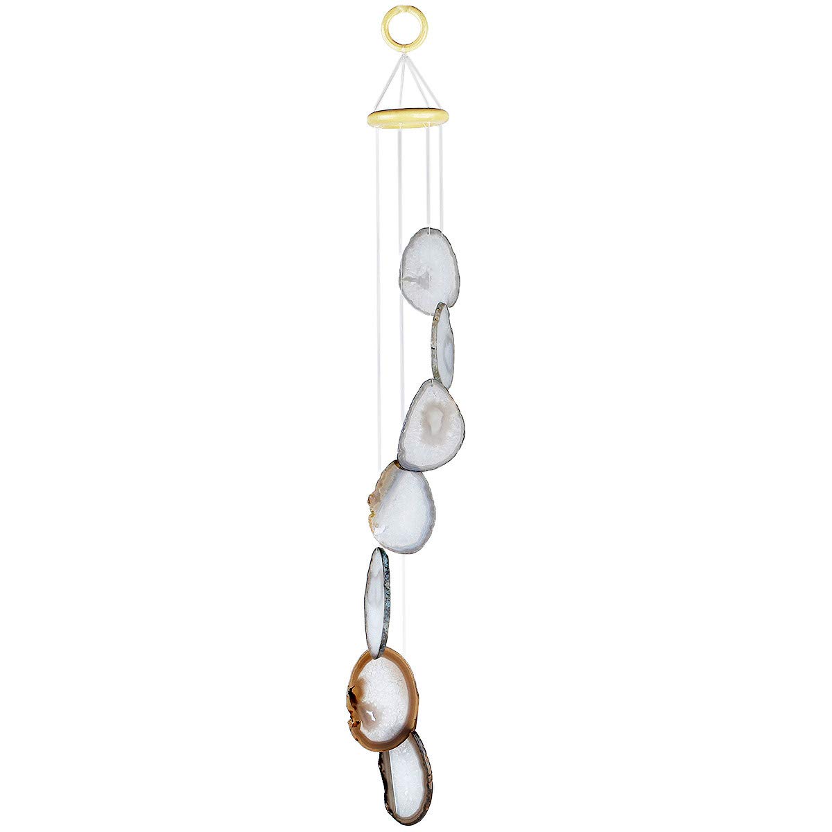 Nupuyai Large Natural Colour Agate Slices Wind Chimes for Garden Home Decor, Crystal Stone Hanging Ornament Wind Bell for Outdoor Indoor 78cm