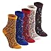 KEAZA Womens Cotton Vintage Geometry Bohemian BOHO Novelty Lace Crew Socks 5-pack WD08C2