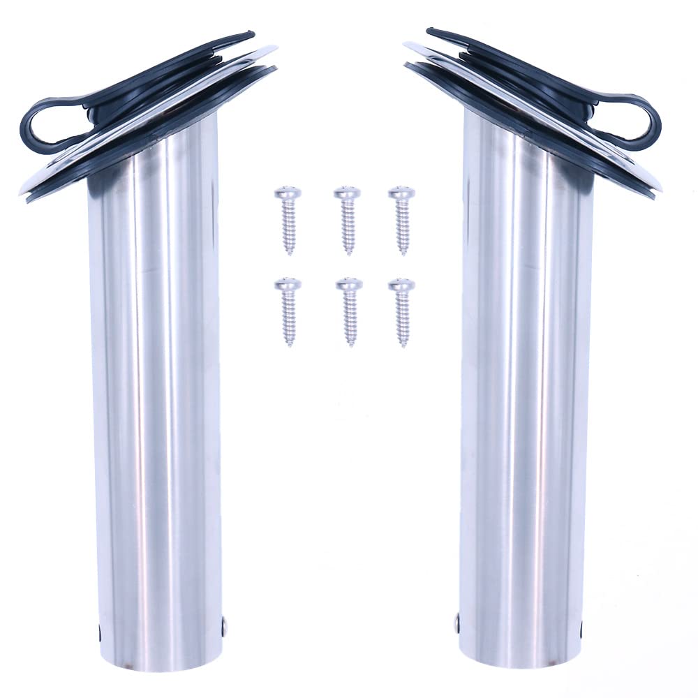 ZONADAH 2X Heavy Duty Stainless Steel 316 Fishing Rod Holders, Marine Grade, Flush Mount Fishing Rod Pole Holders, 30 Degree