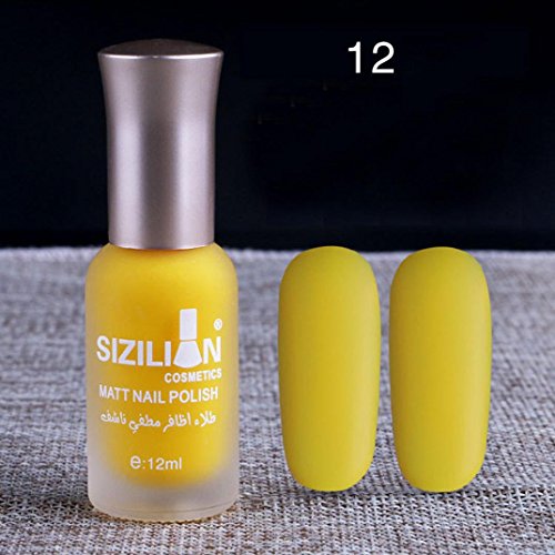 Matte Dull Nail Polish XUANOU 12ml Fast Dry Long Lasting Nail Art Matte Nail Polish Gel (Yellow)