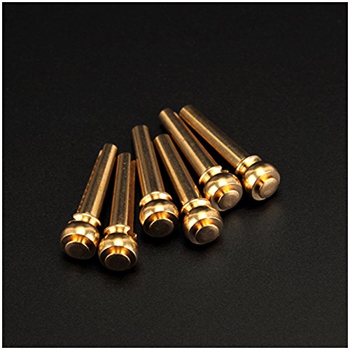 ALLCACA Guitar Bridge Pins Brass Guitar Bridge Pin Set Guitar Replacement Parts, Set of 6 - Thumbnail 2