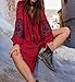 R.Vivimos Womens Autumn Long Sleeve Embroidery Oversized Single Breasted Button Up Dresses with Pockets (Small,Red)