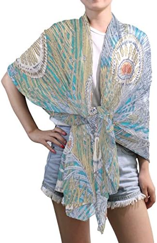 HUCCI Womens Infinity Lightweight Silk Scarf Liberty Peacock Feather Print Long Silk Scarves
