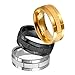 3 PCS 8mm Black Silver Gold Brick Pattern Style Wedding Band Ring, Nickel Free, Cobalt Free!