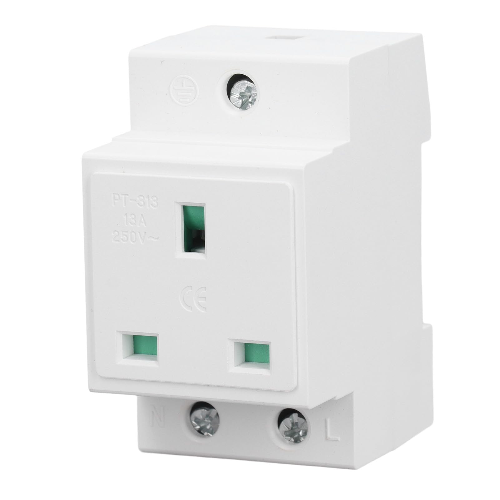 Yunir DIN Rail Socket, Built in Protective Contact Earthing Contact Outlet, Fire Proof Nylon Casing Easy Installation, for Distribution Panel (UK AC250V 13A)