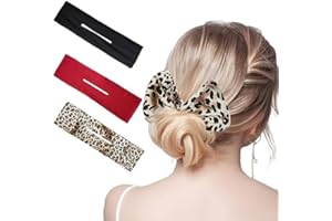 PMRXSETD 3 Pieces Deft Hair Bun Maker for Twister - Deft Bun Hair Tie French Twist Hair Bun, Hair Donut Heatless Hair Curler Bun Maker for Hair, Hair Accessories for Women & Girls (Black, Red, Leopard)
