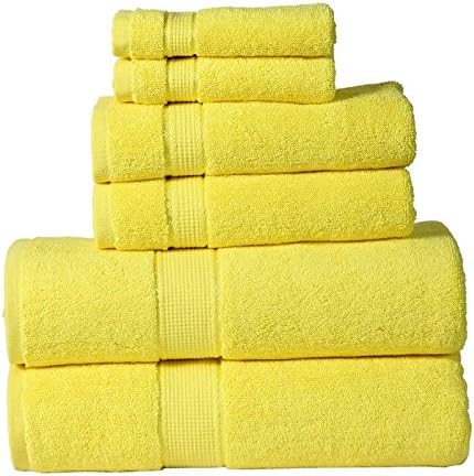 Panache Home Collection 6 Piece 100% Luxurious Cotton Towel Set, 600 GSM, Yellow