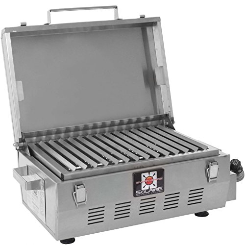 Solaire SOL-EV17A Everywhere Portable Infrared Propane Gas Grill With FREE Custom Cleaning Brush, Stainless Steel