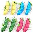 Volscity 8 Pack Peapod Fidget Toy ,Sensory Bean Squeeze-a-Bean,Soybean Stress Relieving Chain Toys,Edamame Keychain,Pea Keych