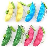 Volscity 8 Pack Peapod Fidget Toy ,Sensory Bean Squeeze-a-Bean,Soybean Stress Relieving Chain Toys,Edamame Keychain,Pea Keych