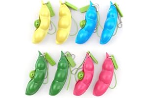 Volscity 8 Pack Peapod Fidget Toy ,Sensory Bean Squeeze-a-Bean,Soybean Stress Relieving Chain Toys,Edamame Keychain,Pea Keych