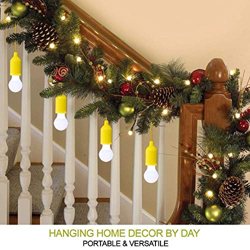 HUAXIE LED Pull Cord Tent Light, Portable Hanging Camping Lantern Indoor Outdoor for Home Decorations LED Lights (Yellow)