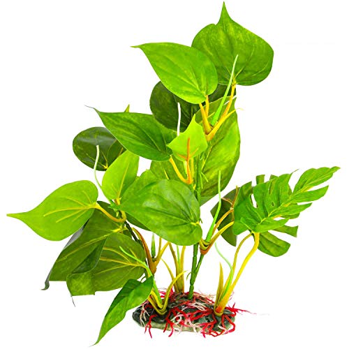 SunGrow Plastic Leaf Plant for Freshwater or Marine Tanks, 8 Inches, Ultra-Realistic Fake Plant, Blunt Leaf Edges Protect Fish Fins, Perfect for 5-Gallon Aquarium