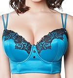 Parfait by Affinitas Danielle 8517 Longline Bralette Peacock Blue w/ Black