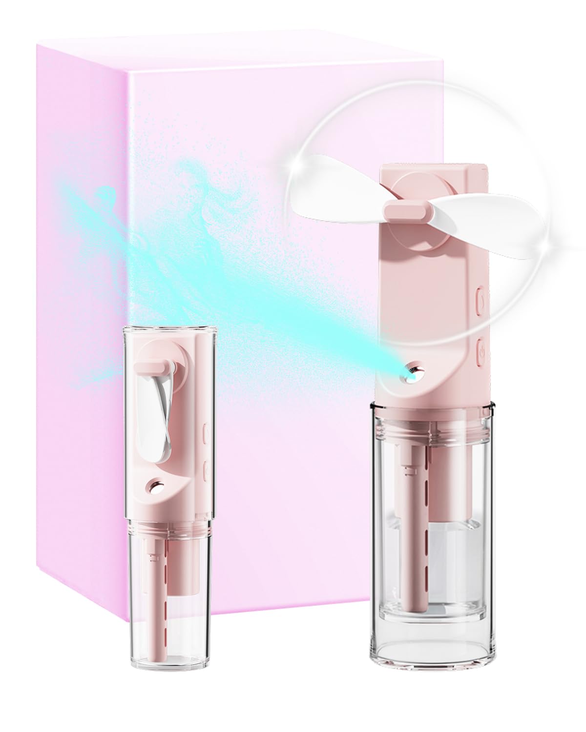 Photo 1 of Handheld Fan with Water Mister, Rechargeable Portable Misting Fan with Water Sprayer, Battery Operated 4 Speed Wind, Lipstick Design for Summer Cooling,Personal,Travel,Makeup,Skincare,Workout