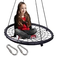 LaTazas Extra Large 40" Diameter Kids Web Net Swing Height Adjustable, Easy Installation Tree Swing Set for Playground Indoor and Outdoor Including 2 Carabiners Free