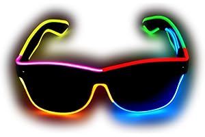 MaxLax EL Wire colourful glasses, Portable Battery Pack Glowing Rope Lights el glasses for Parties, Halloween