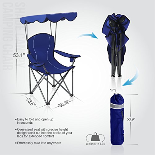 ALPHA CAMP Camp Chairs with Shade Canopy Chair Folding Camping Recliner