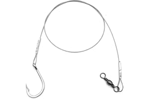 PDXGGB 3/0-5/0 Shark Surf Rigs with 20 Inch 49-Strands Steel Leader(120Pound),Deep Sea Hooks for Big Fish