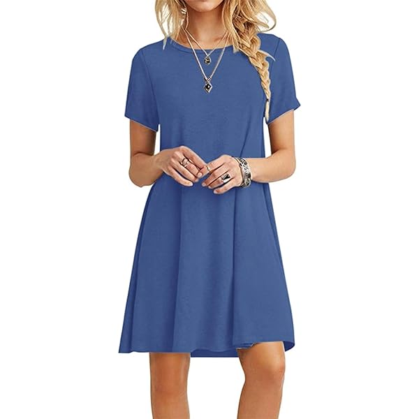 molerani women's casual plain simple t shirt loose dress MOLERANI Women's Casual Simple Long Sleeve T-Shirt Loose Dress, Beja Blue2,  S at Amazon Women's Clothing store
