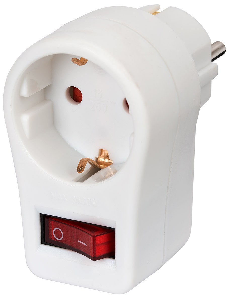 Brennenstuhl Adapter Connector Euro 2 + Protection of Contact 1 White with Switch, 1508100