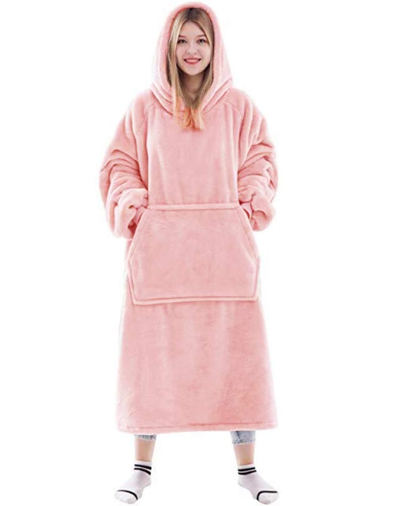 TRISTIN Oversized Hoodie Blanket Extra Long Flannel Wearable Hooded Giant Soft Warm Cosy Thermal Throw Sweatshirt for Unisex Adult Women Men,One Size