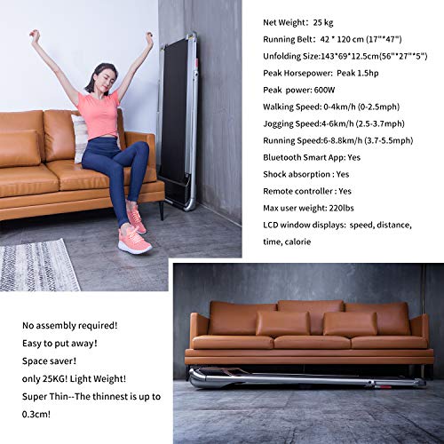 RHYTHM FUN Thin Treadmill Under Desk Treadmill Folding Treadmill