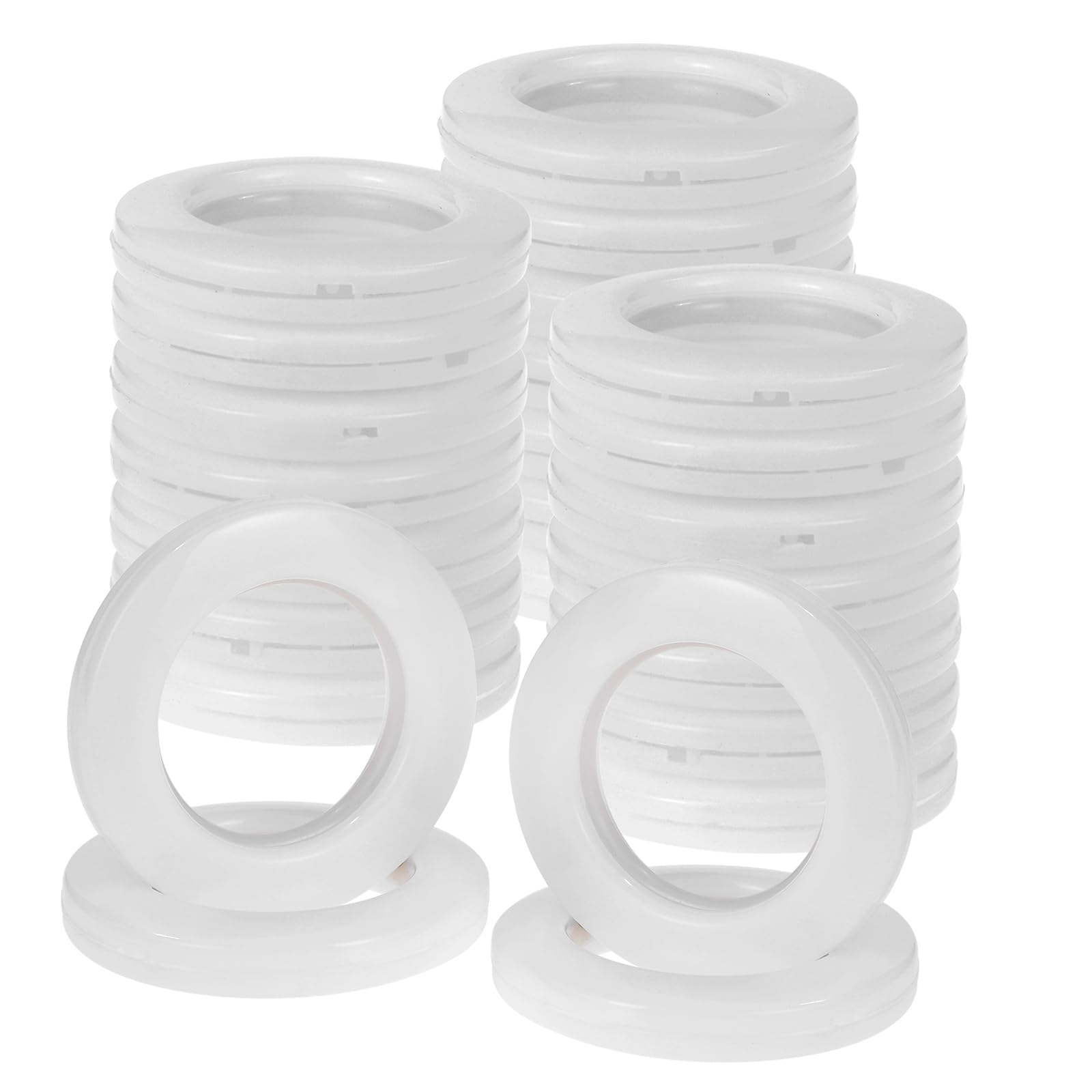 Kinsinder 32 Pcs Curtain Eyelet Rings, Round Plastic Rings Inner Diameter 40mm DIY Rings for Window & Shower Curtains (White)