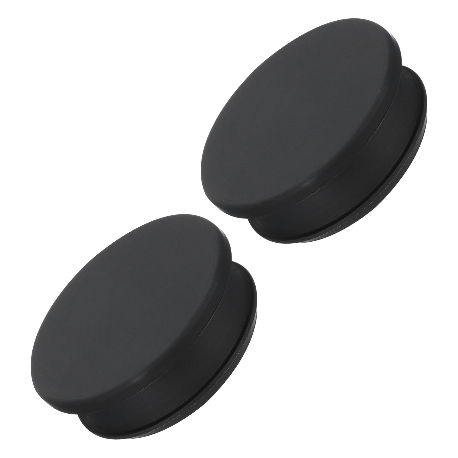 TOP-VIGOR 2Pcs Silicone Snap in Locking Hole Plugs, 44.6mm Diameter Hole Stoppers, Rubber Panel Seal Cover Flush Type Panel Round for Kitchen Rubber Bulkheads Waterproof Sealing Plugs, Black